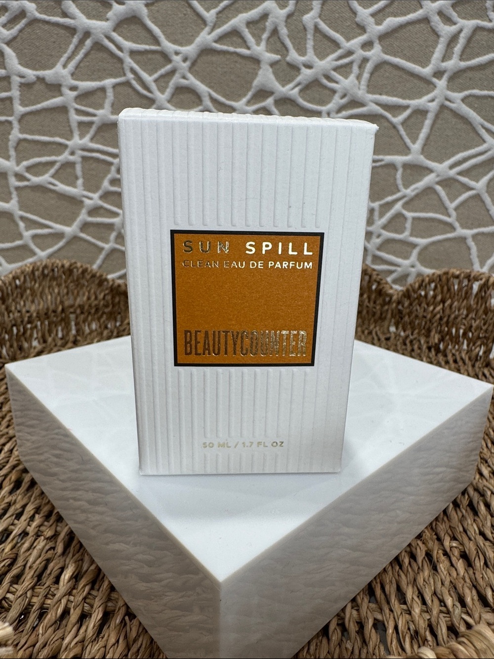 Beautycounter Sun Spill Eau de Parfum — White & Gold Packaging